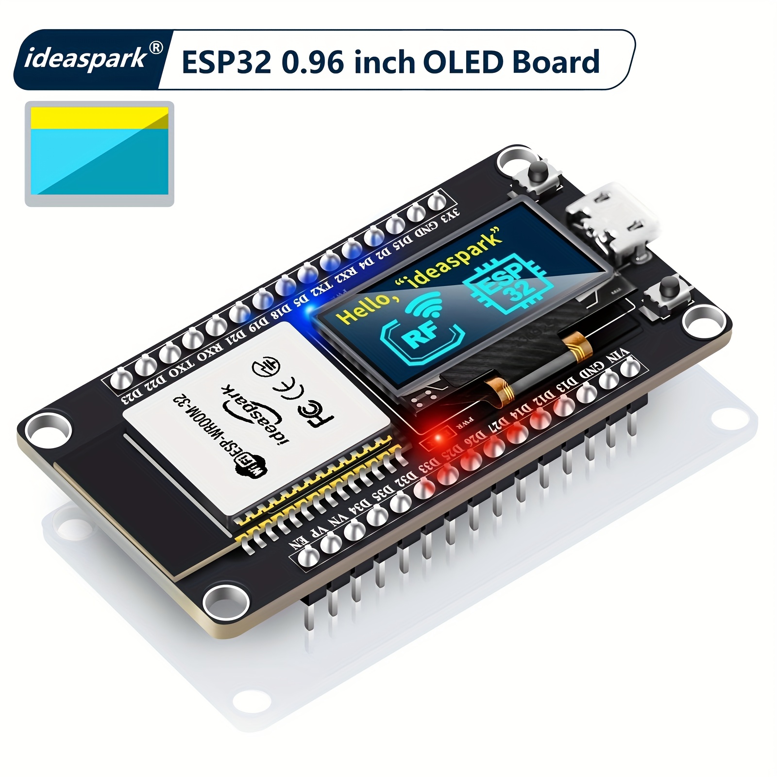 Ideaspark Esp32 Development Board With Integrated Inch Oled Display, Driver, Wifi+ble Wireless Module, And Micro Usb Compatible For /micropython (solder Pins)