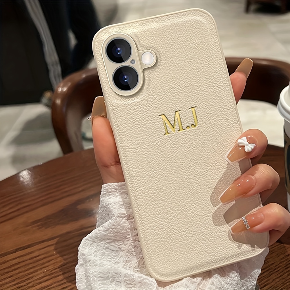 

Personalized Phone Case For Pro Max Customized Name Letters Diy Luxury Ins Korea Pattern Imitation Faux Leather Case For Pro Max 16promax