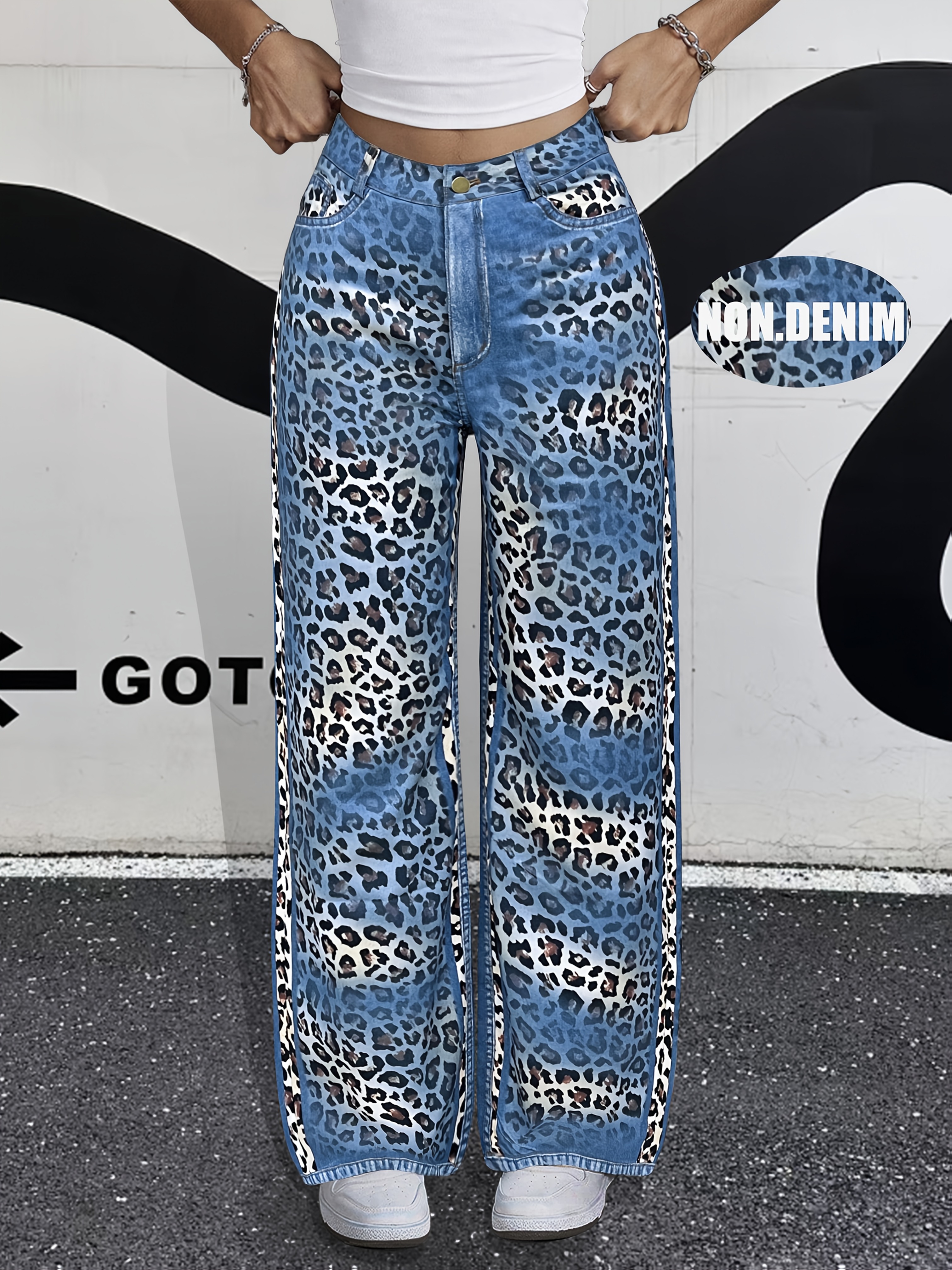 leopard print jeans sold on Temu United States