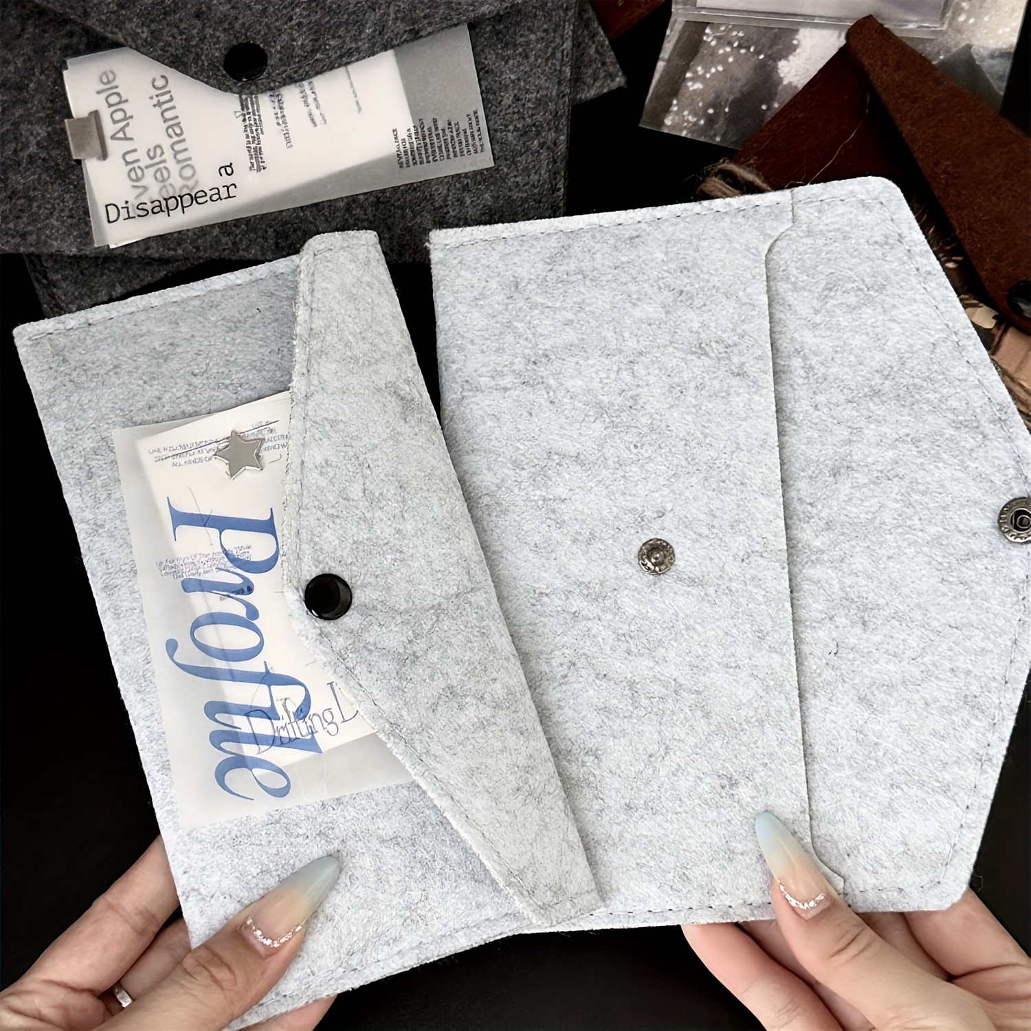 5pcs Of Easy Solid Color Felt Envelopes For Creative Materials, Used As Plush Storage Bags Or Packaging For Greeting Cards And Stationery, Reusable