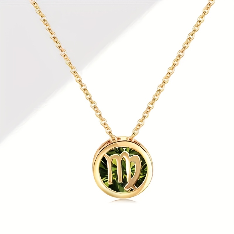 1pc Of Synthetic Cubic Zirconiaia Hollow Out Zodiac Necklace, Versatile. Birthday Hollow Out Synthetic Cubic Zirconiaia Pendant, Couple Collarbone Chain, Christmas Gift