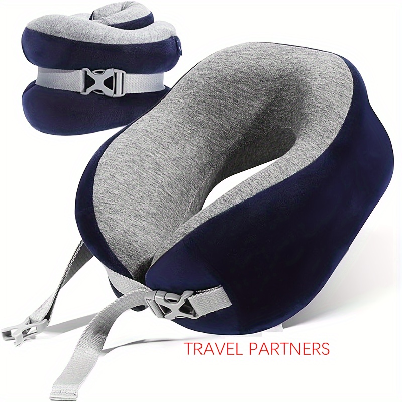 

Travel Neck Pillow For Sleeping Airplanes, Ergonomic Memory Foam Travel Essentials For Adults, Neck And Chin Support Pillow For Long Haul Flights, Cars, Offices, And At Home (navy Blue)