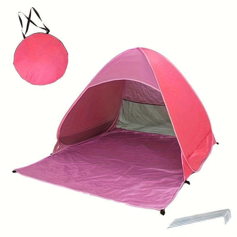 Tente pop-up portable pour 2 personnes - Légère, imperméable en polyester, abri de plage et de camping extérieur toutes saisons avec fermeture à glissière facile, tiges en alliage durables, conception de pied, protection UV UPF 50+, comprend 6 ancrages au sol, abri de plage | Tente facile à installer | Tiges en alliage durables, tentes de plage