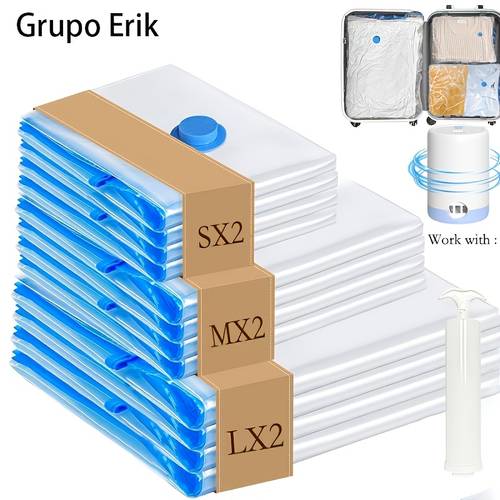 7pcs travel storage set 2s 2m 2l vacuum compression bags 1 travel hand pump no power needed ideal for business trips travel clothing storage to multiple sizes suitable for backpacks luggage drawers to organize