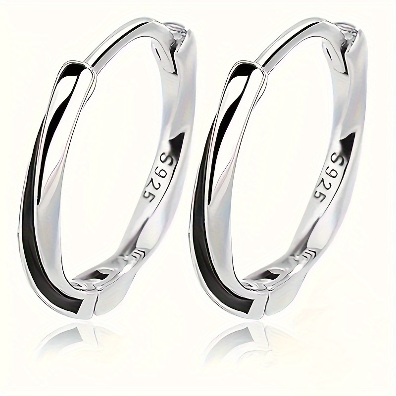 s925 minimalist mens and womens hypoallergenic pure silvery earrings   daily Product details 1