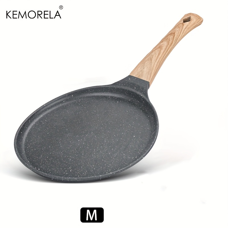 Kemorela Pancake Pan With Spatula, Tortilla Pan With Removable Handle, Ceramic Coated Pancake Pan, Safe For All Stovetops, Induction Compatible, -free, Black