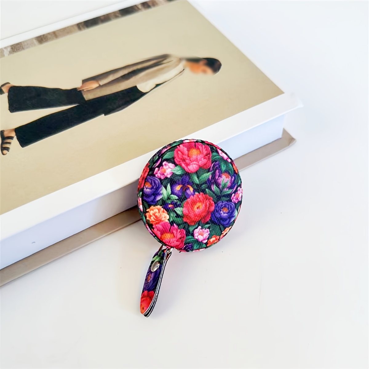 Image of Portable Tape Measure Oil Painting Style Small Ruler Soft Tape Casual Measurement Bust Waist Hips Mini Faux Leather Tape Measuring Garment Faux Leather Ruler