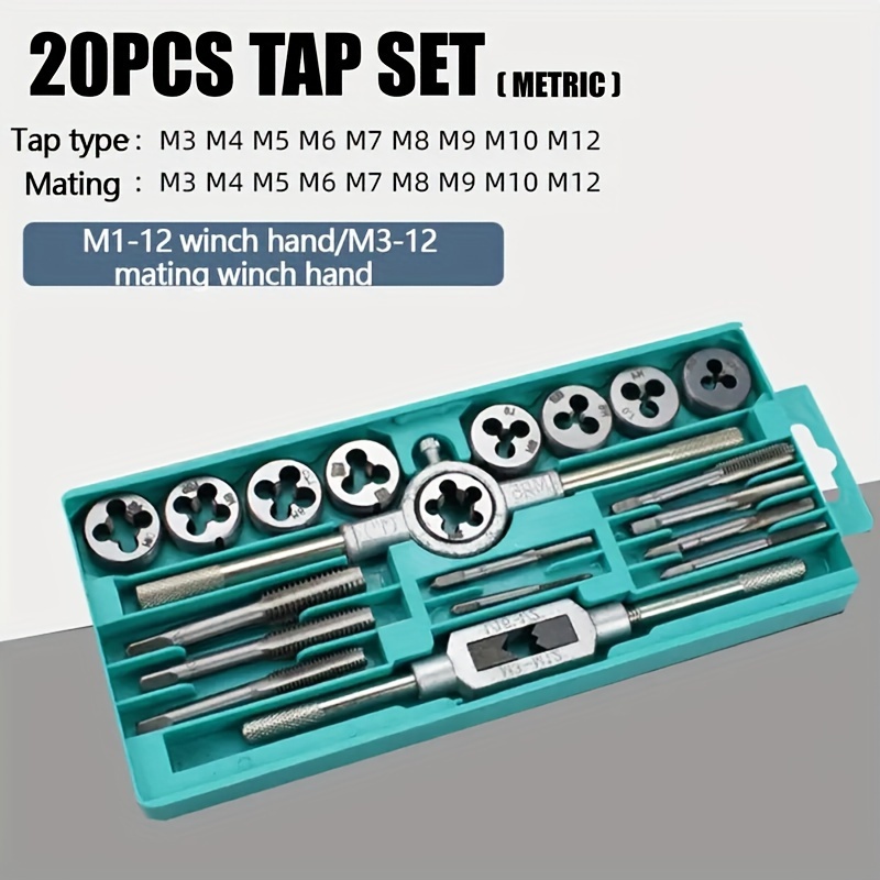 

12/20pcs Tap And Die Set - M3-m12 Thread Straight Reamer For Diy Projects And Applications