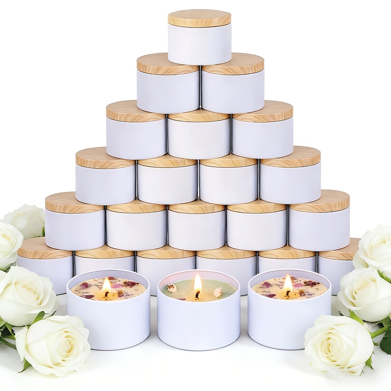 58-teiliges Kerzenherstellungs-Set, leere weiße Kerzengläser mit Deckeln in Holzmaserung * für Bastelarbeiten, Aufbewahrung Feiertagsgeschenke. Eine Top- für Bastelbedarf, Heimwerker *-*. Tragbares