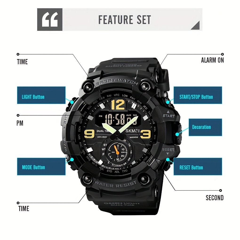   large dial watch   multifunctional electronic watch for men ideal choice for gifts details 5