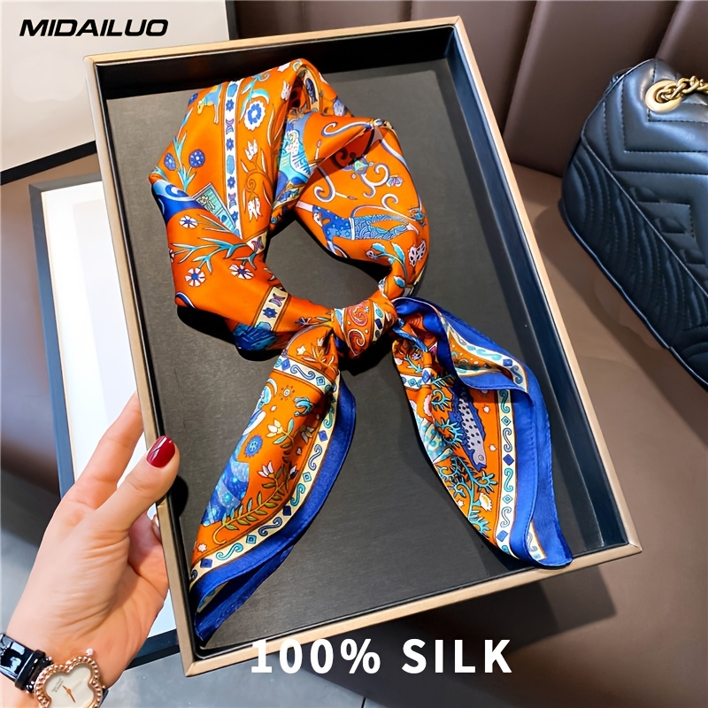 100% 26.77 X 26.77 Inches Breathable Square Scarf Decorative Square Scarf Elegant And Versatile Orange Accessory Non-stretchable Suitable For Outdoor Decoration Additions