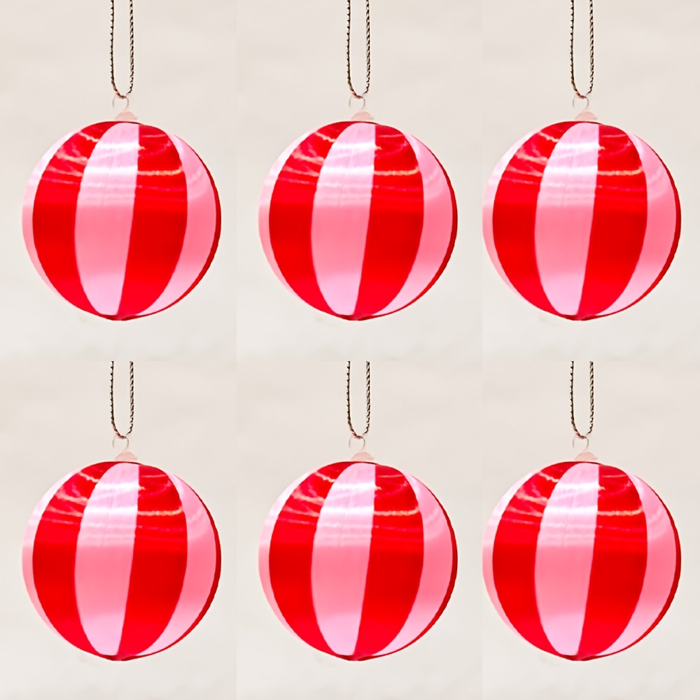 TEMU 6pcs Ball Ornaments, Christmas Tree Hanging Decorations, Red And Pink Tulle Balls, Christmas Tree Ornaments, Suitable For Christmas, Christmas