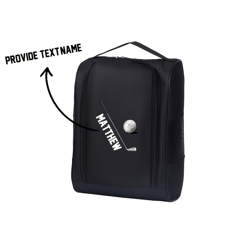 TEMU Sac à chaussures personnalisé avec nom Noir Gris Bleu - Sac à chaussures de basketball, soccer, golf, sac de rangement portable pour chaussures