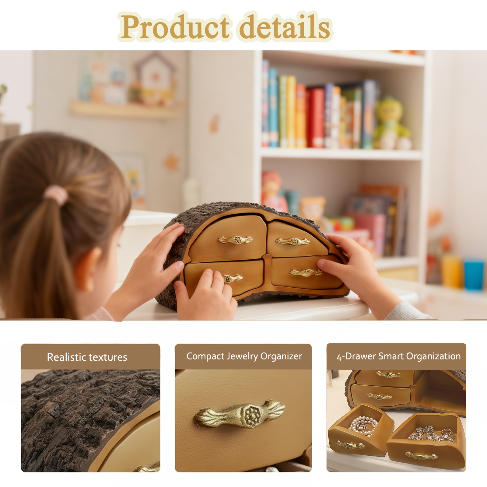 Realistic Tree Bark Resin Decorative Storage Box & Figurine