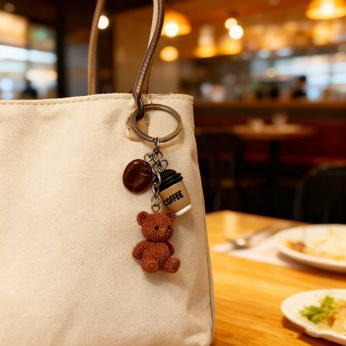1pc cute and coffee bean cup pendant plush keychain decoration for keys bags pants and other accessories ideal gift for ladies and coffee enthusiasts on holidays or birthdays for company team building party gifts
