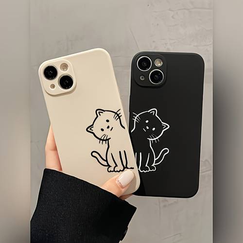 phone case line head cat straight edge magic cube tpu phone case a must have fashion trend phone case suitable for 16 16plus 16pro 16 15 15plus 15 14 14plus 14pro 14 13 13pro 13 12 12pro 12 11 11pro max