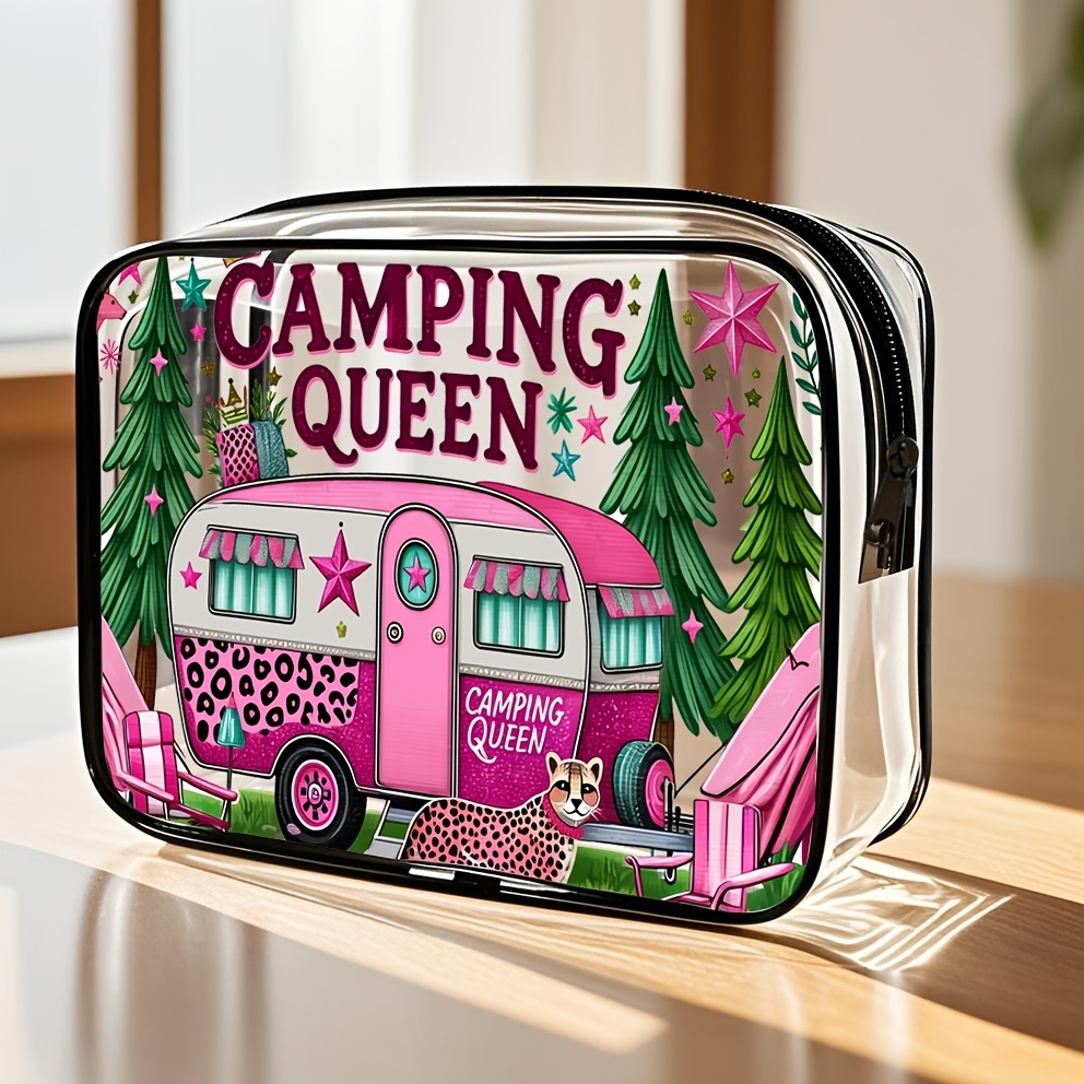 Image of High-quality Makeup Bag, Pvc Toiletry Pouch, Lightweight And Fade-resistant Zippered Cosmetic Case With Easy-to-, Suitable For Daily Use, Gym, And Vacation - Stylish Portable Wash Bag