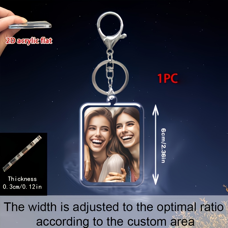 TEMU [customized] 1pc Of Photo Customized Acrylic Key Pendant, Special Shaped Acrylic Car Keychain, Backpack Pendant, Couple, Friend, Pet,