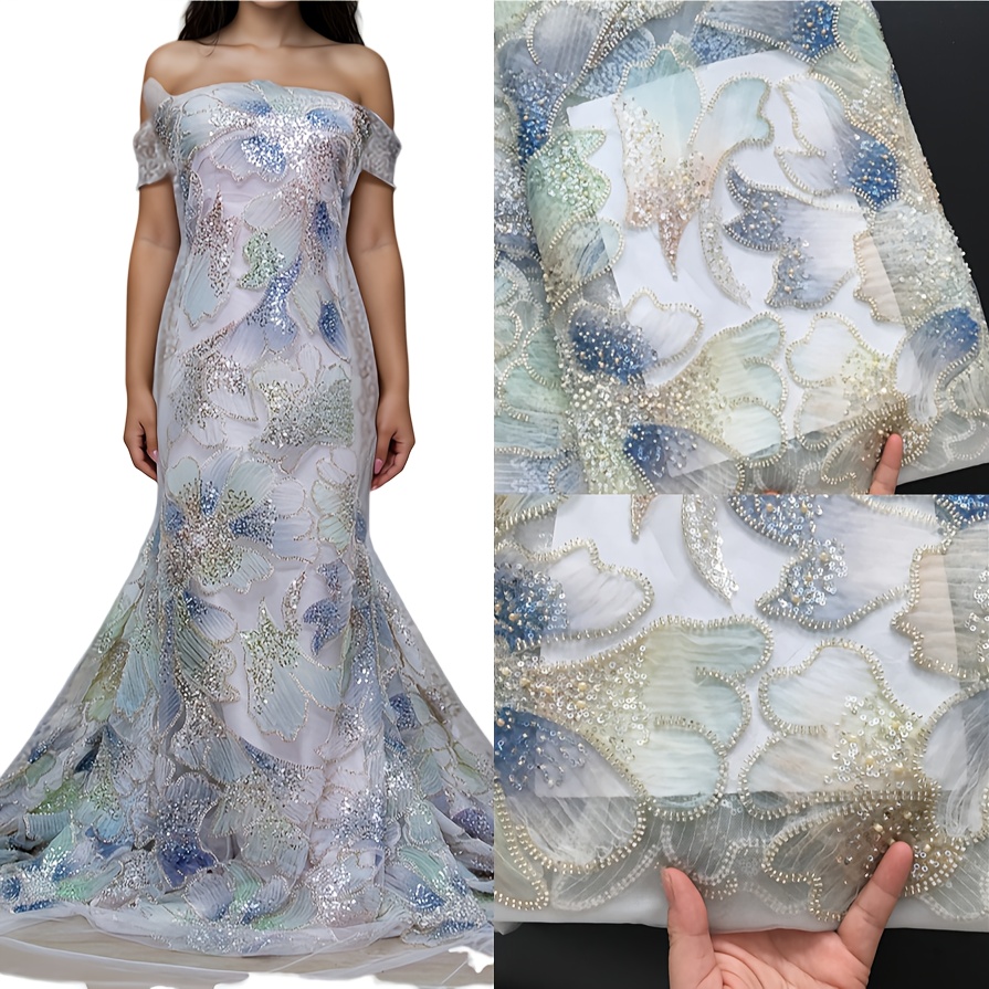 chinese dress ladies Embroidery Beaded Black Lace Fabric for Dress Handmade Diy Material –  loveangeldress main image 1