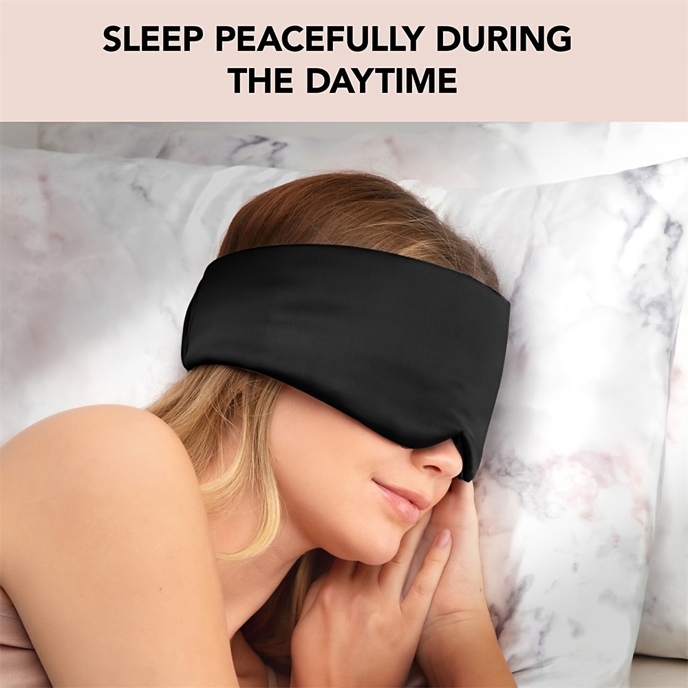 

1pc Black Velvet Sleep Mask - Oversized Full-coverage Eye Mask For Complete , Soft Polyester Fabric, Sleeping During , Ideal For Halloween, Christmas, Valentine's, Thanksgiving, Or Day, Sleep Eye Mask