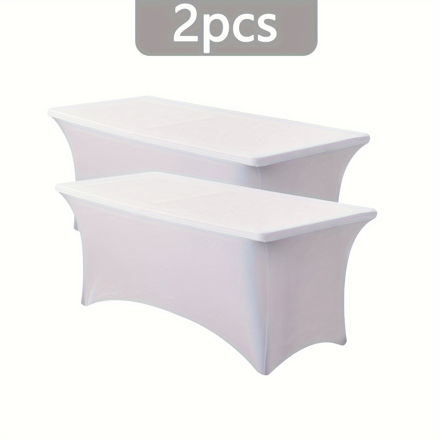 TEMU 2pcs Rectangular Full-coverage Tablecloths, Polyester Solid Color Elastic Table Covers, Suitable For Table Decoration, Restaurant Decor, Meeting