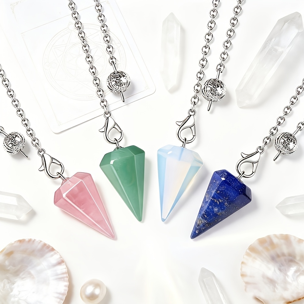 8pcs Crystal Stone Hexagonal Pointed Pendulum Balance Wheel Pendant