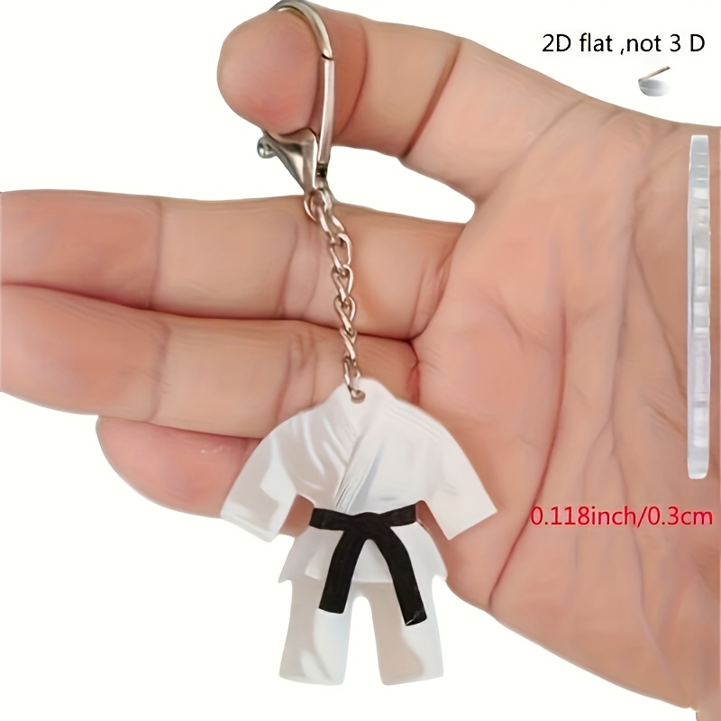 TEMU [2D ] [2D ] Llavero de Karate Acrílico - Diseño Elegante de Ropa de Marciales Blancas, Adecuaciones Versátiles para Empaquetado de Llaves o