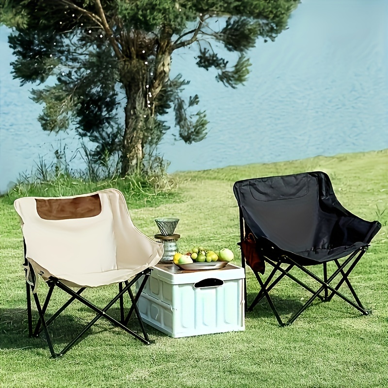 

Folding Moon Chair With - 440lbs Capacity, Includes Carrying Bag - Camping, Beach & Bbqs, Oxford Fabric,