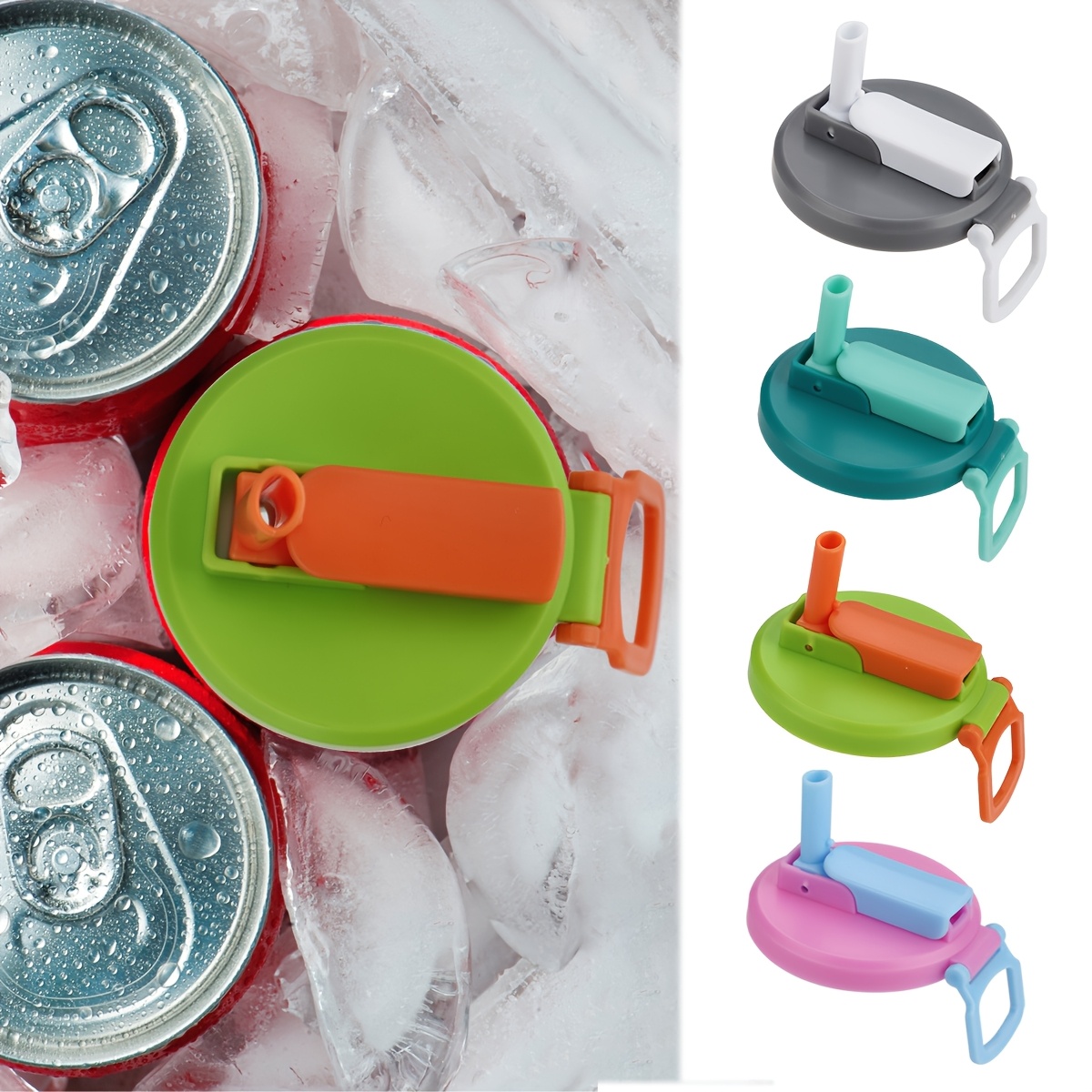 

1pc/4pcs Can Lid With Straw - 1pc/4pcs - 4 Color Soda Can Lid, Party Supplies Set