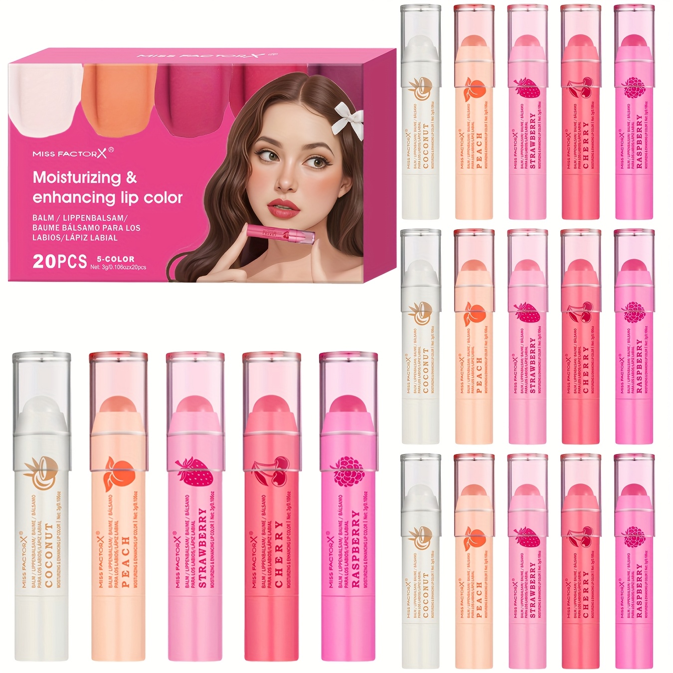 20pcs lipstick set colorful lip balm buildable lip color vintage   natural   moisturizing core vegan