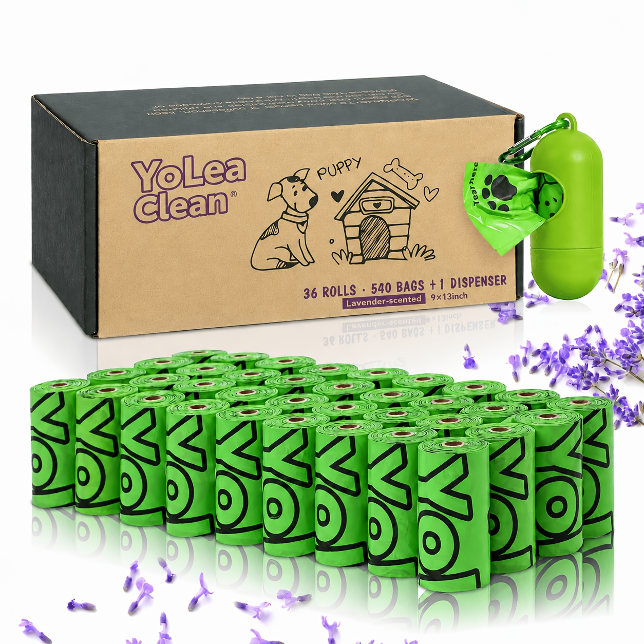 Yoleaclean 36 Rolls, 540 Count, Lavender-scented Pet Waste Bags, Dog Poop Bags, Diaper Waste Bags, Mini Trash Bags, Pet Waste Bags, Outdoor Supplies, Pet Supplies