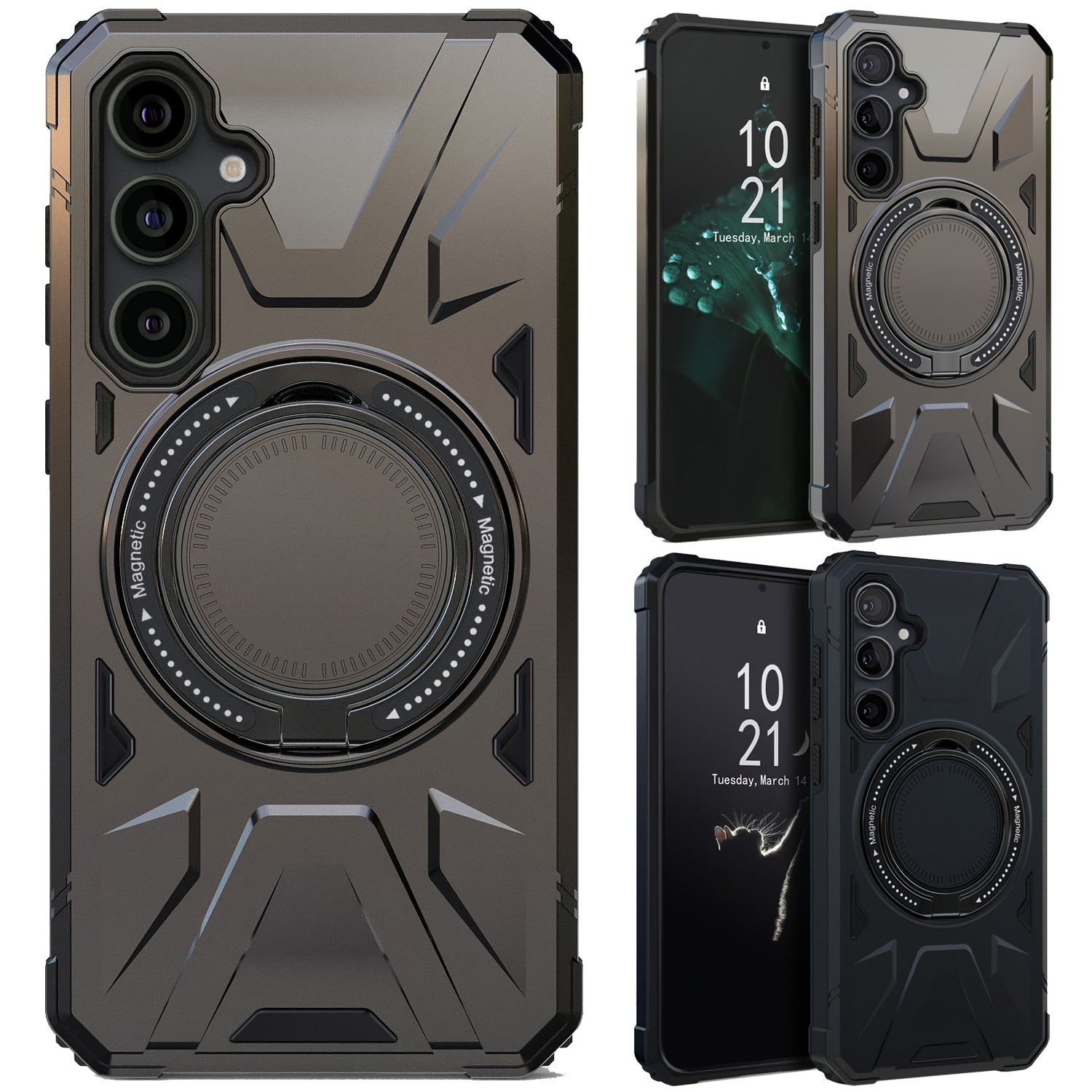Compatible With Samsung GalaxyS24/S24+/S24 Plus/S24 Ultra 5G Hard Phone Case Shockproof Protection Magnetic Ring Kickstand Holder_voghion.com