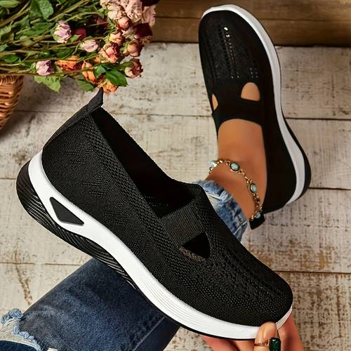 a pair of breathable hollow sports shoes for women casual and convenient walking shoes solid color embroidery suitable for low cut simple toe lightweight flat outdoor shoes