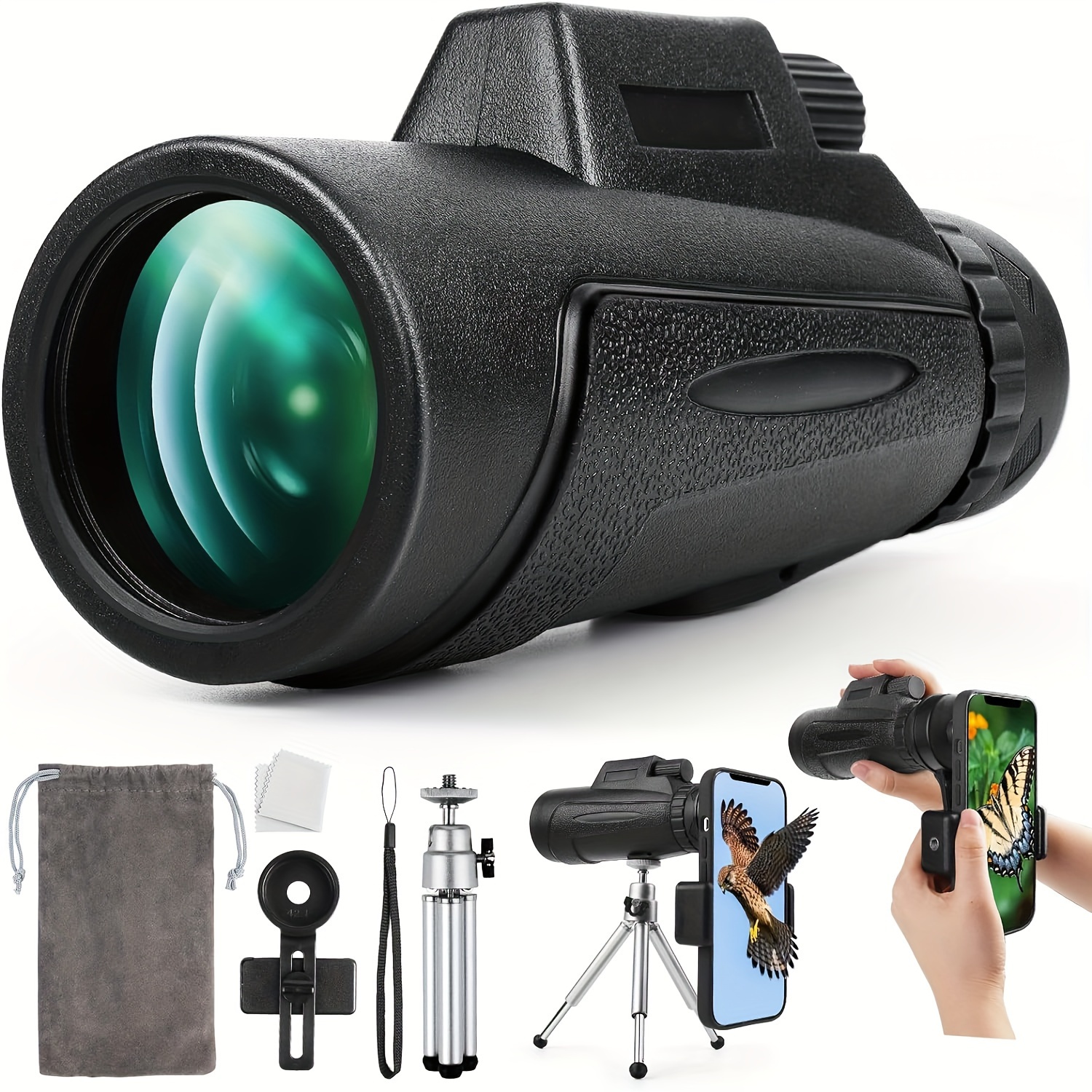 

12x50 Hd Monocular Telescope For Smartphone, Monoculars For Adults High Powered With Bak4 Prism And Fmc Lens, Low Night Vision