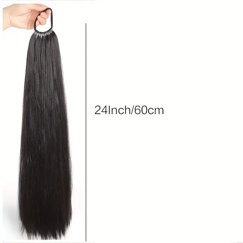 24 inch straight synthetic ponytail extension for women versatile clip in hairpiece for everyday special occasions details 3