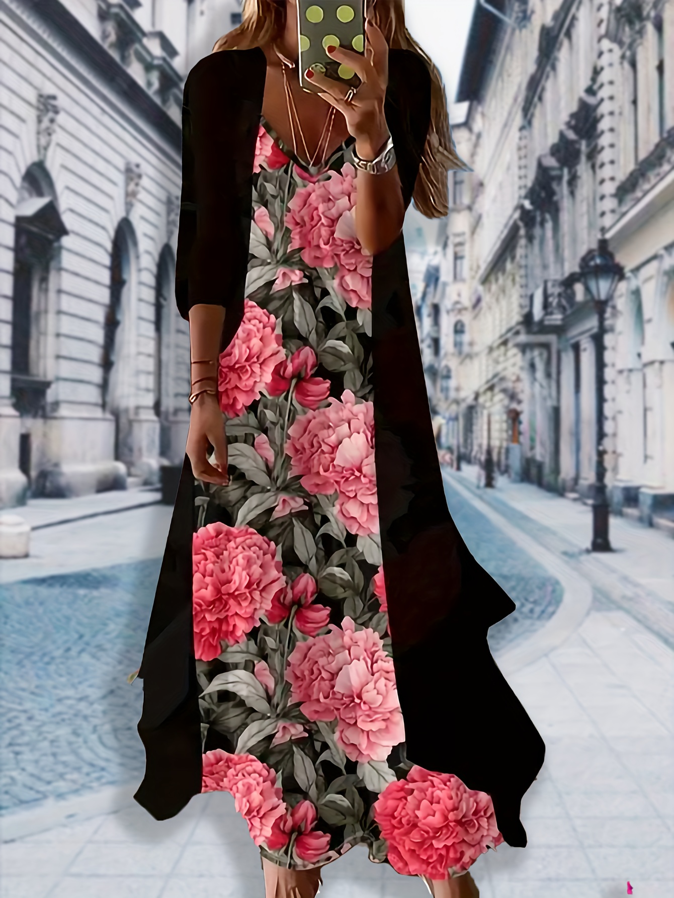 knee length dresses for ladies Black Blazer & Sheath Dress Set main image 1