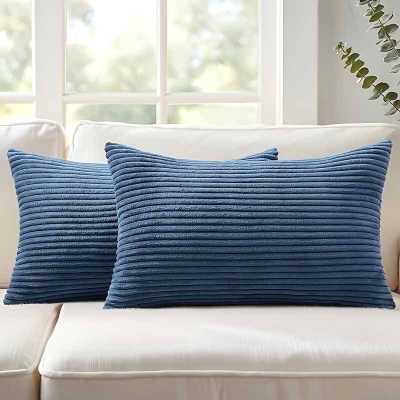 TEMU 2pcs/set Corduroy Striped Long Pillowcases, Multi-colors And Sizes , Suitable For Sofa Cushions, Bed Headrests, Home Decor, Pillows (pillow