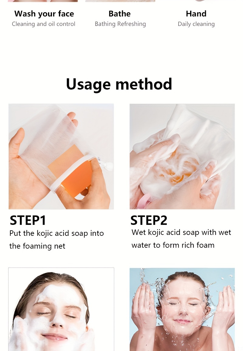 8 komada 100g Sapun s Kojinskom Kiselinom - Posvjetljujući Svijetlo Bež, Hidratantni, Kontrola Masnoće za Ruke, Lice, Kupanje - Prirodni Aroma Naranče, Eterično Ulje, Nježno Čišćenje, Božić