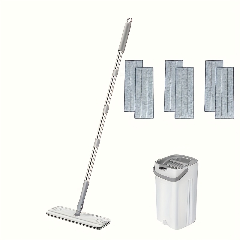 TEMU Reinigingsset voor Mop Emmer, Inclusief Mop en Emmer en Vervangbare Mop Pad, Handwasvrije Mop, Natte en Droge Mop, Multifunctionele Emmer,