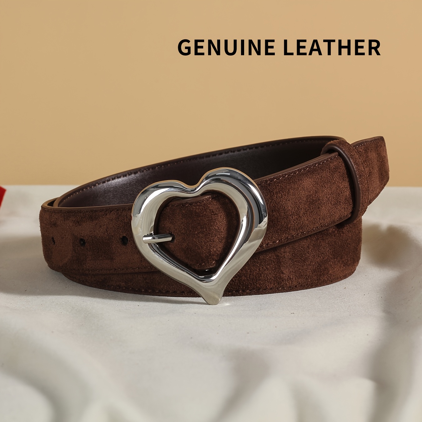 E-shop Damen-Gürtel im Vintage-Stil aus echtem Wildleder zwei Lagen echtem Leder, lässig, elegant vielseitig für Jeans, Anzughosen, Kleider Mäntel.
