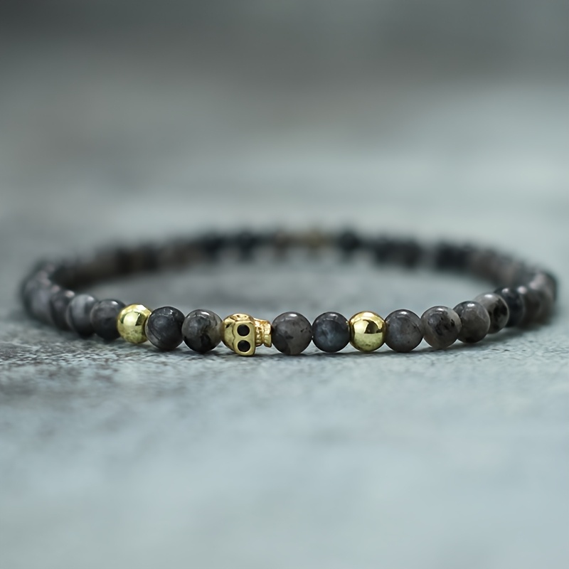 men's gothic skull beaded bracelet turquoise howlite Temu South