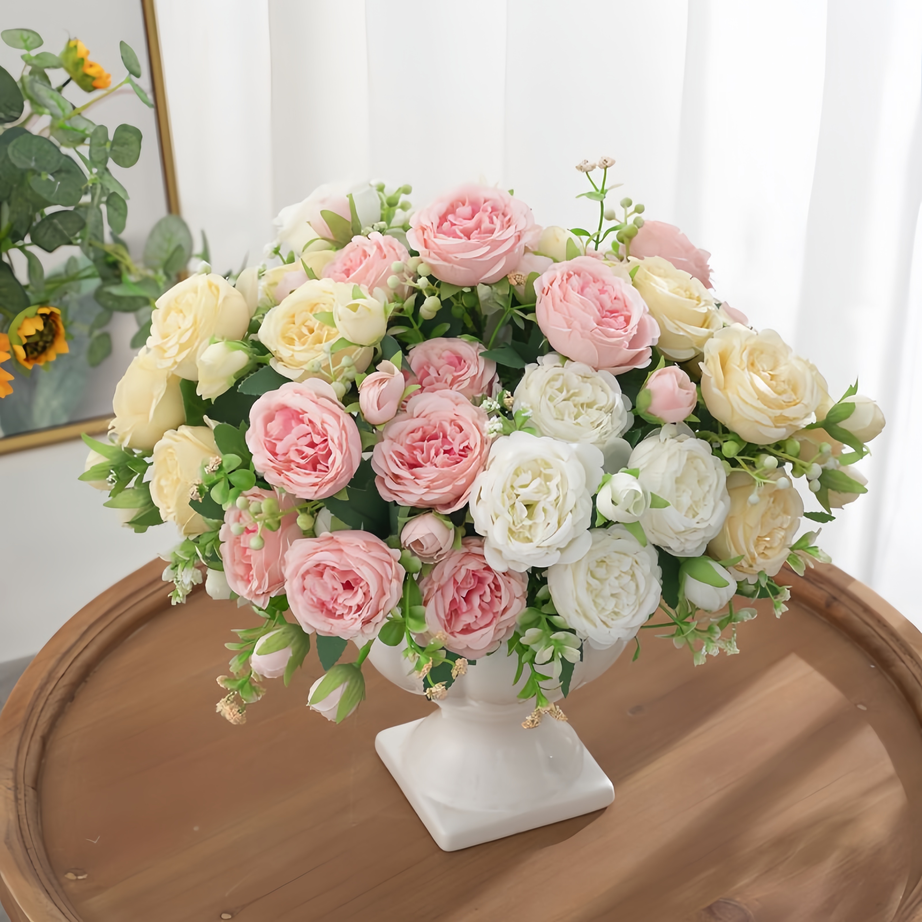 

Lifelike 5- - Ideal For Weddings, Engagements, Birthdays & Home Decor | Floral Arrangement For Living Room, Bedroom, Garden & Outdoor