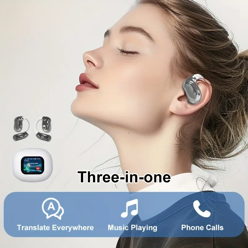 yj33 ai wireless translator wireless translation headset smart wireless headset 144 translate languages real time translation meeting minutes real time translation headset for travel business and work Product details 0