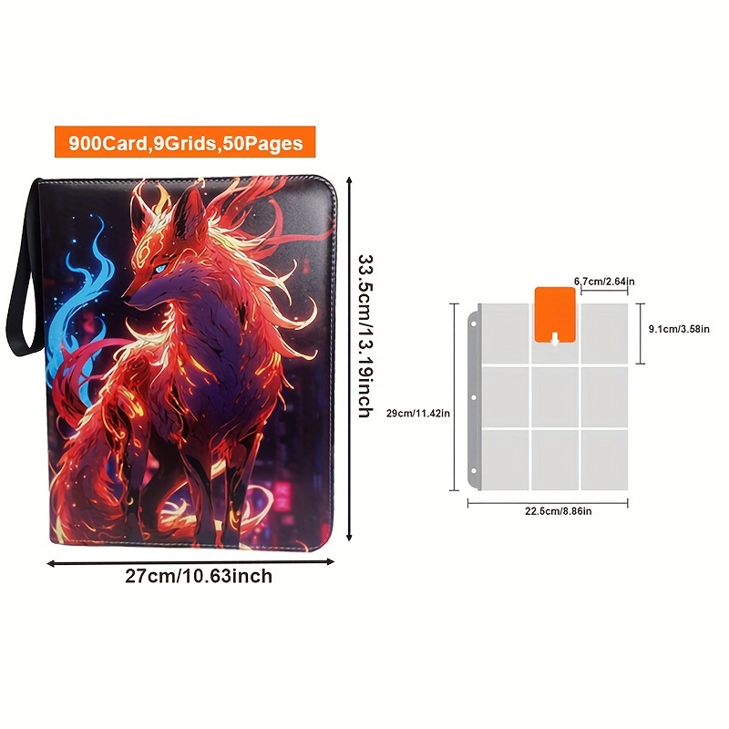 Image of 1pc Of A High-quality Card Binder Designed For 400/900 Cards, Featuring 50 Removable Thick Hd Double-sided Inner Pages And A Zippered Album, Ideal For Collectors Of Tcg, Sports Cards, And Game Cards