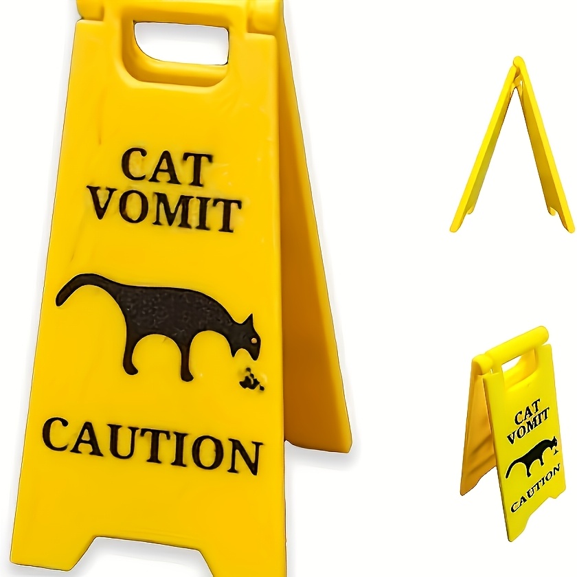 

Plastic Cat Warning Sign, 4-inch Floor Mount, Humorous , Novelty Desk Decor, Yard Sign, Gag Gift For Pet Owners And