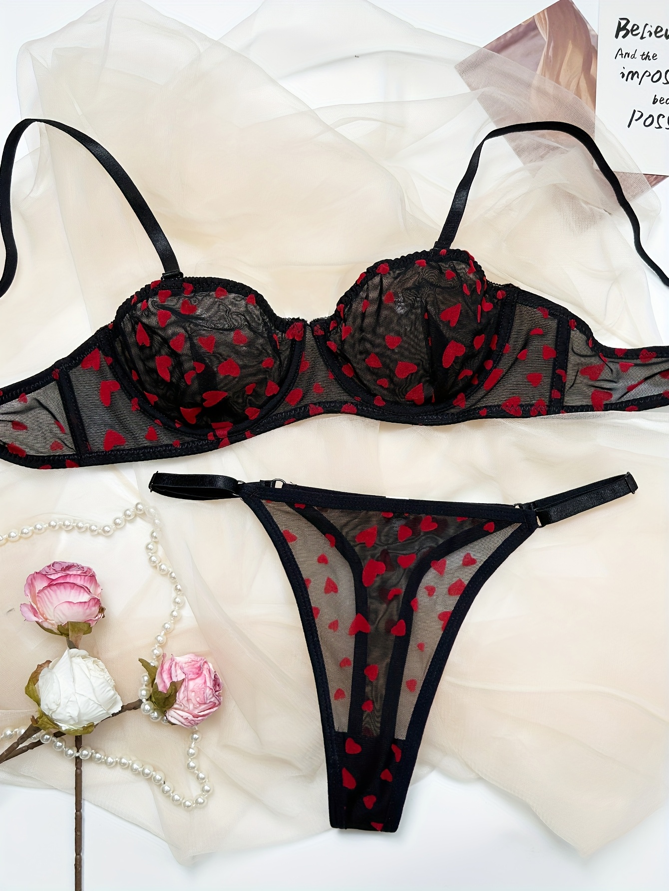 sexy romantic lingerie Red Lace Lingerie Set main image 1