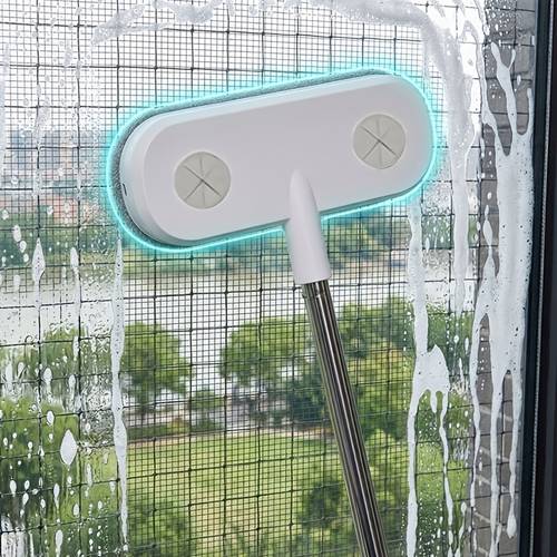 cleaning brush suitable for screen windows glass pet hair remover reusable household tool with extendable dual rods adjustable length perfect gift holidays teachers day christmas halloween