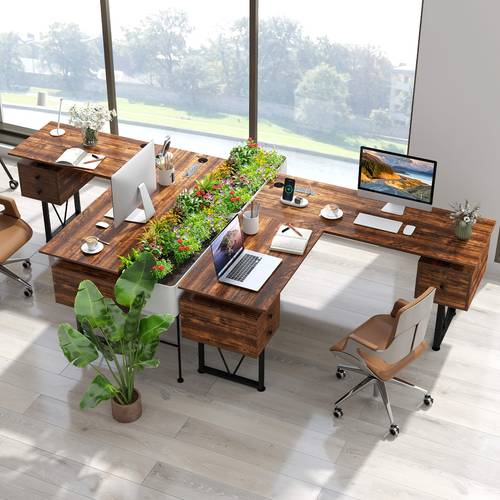 150cm l shaped corner computer desk file cabinet versatile home office space saving design w power outlets file cabinets 3 storage drawers office table brown