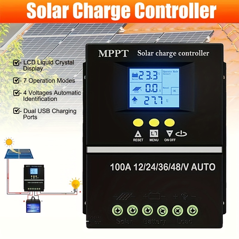 

Y&h 100a Solar Charge Controller 12v 24v 36v 48v Lcd Display Battery Intelligent Regulator Dual Usb For Lead-acid/lithium