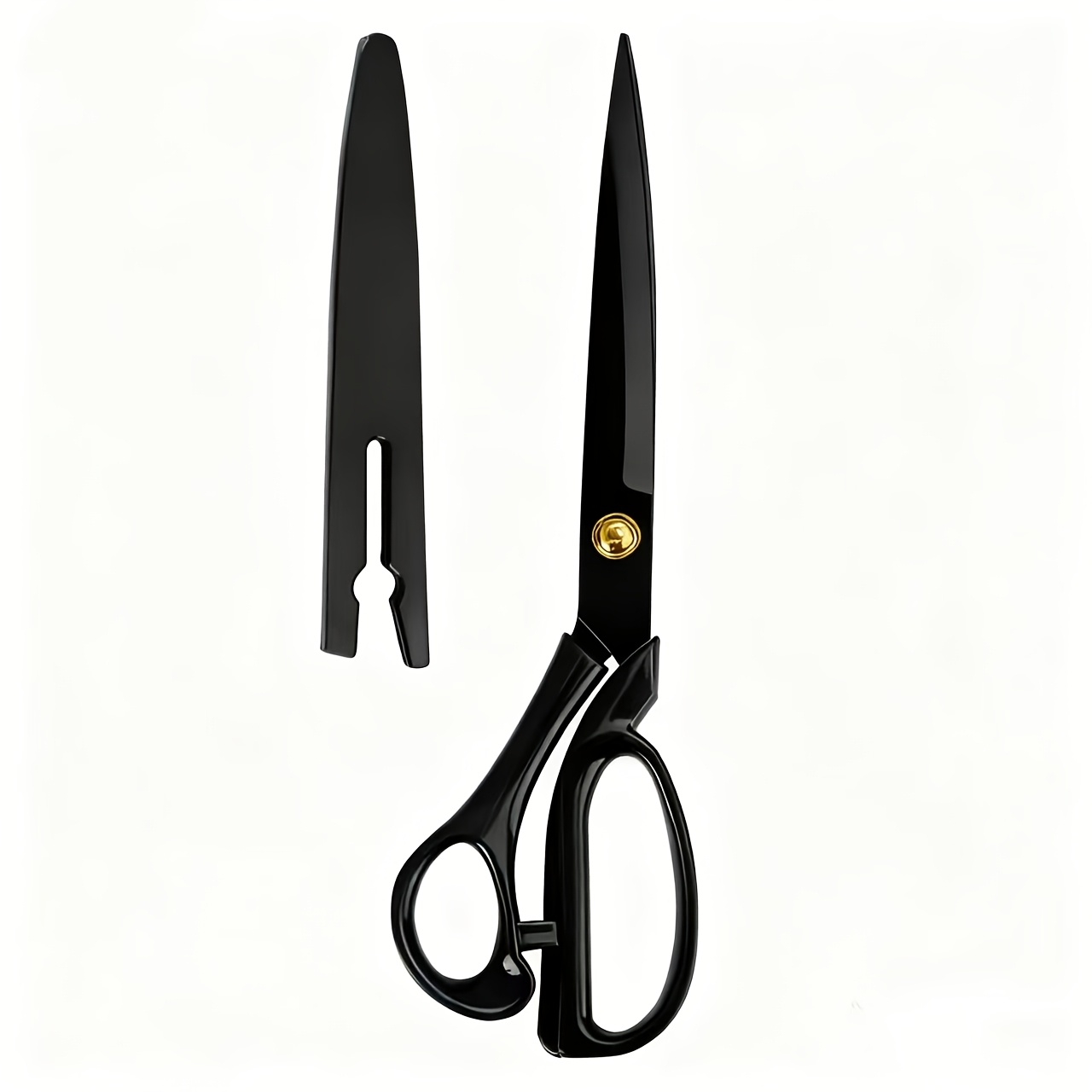 TEMU 1pc Black-handled Carbon Steel Sharp Heavy-duty Tailor Scissors, Suitable For Fabric And Leather Crafting, Ergonomic Handle, Ideal For Sewing,